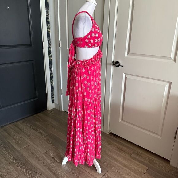 Rococo Sand Vega Barbiecore Maxi Dress in Hot Pink with Silver Stars Size M - Picture 4 of 8